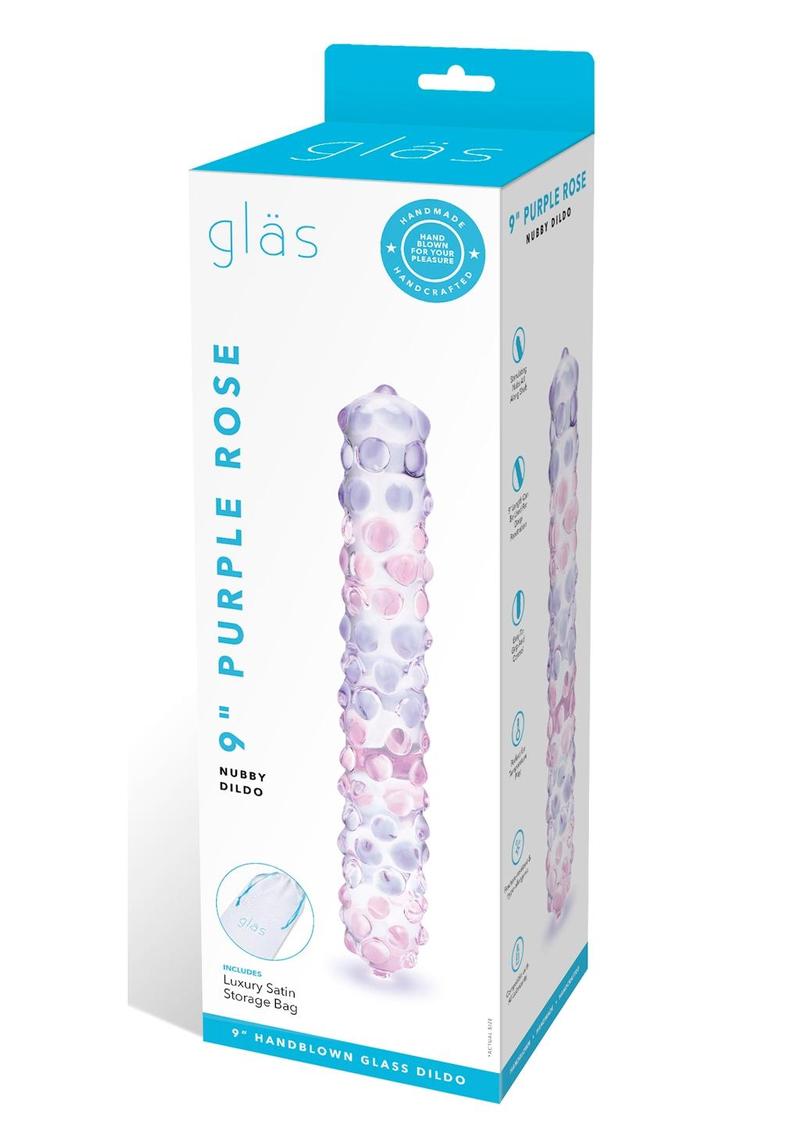 Glas Purple Rose Nubby Hand-Blown Glass Dildo