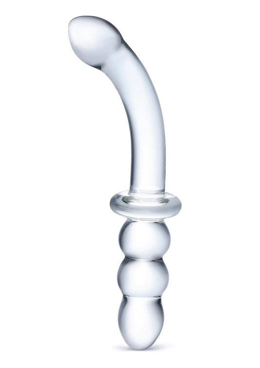 Glas Ribbed G Spot Glass Dildo With Luxury Satin Storage Bag
