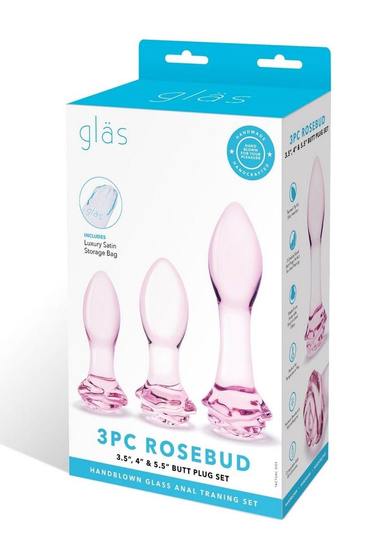 Glas Rosebud 3-Piece Glass Butt Plug Set