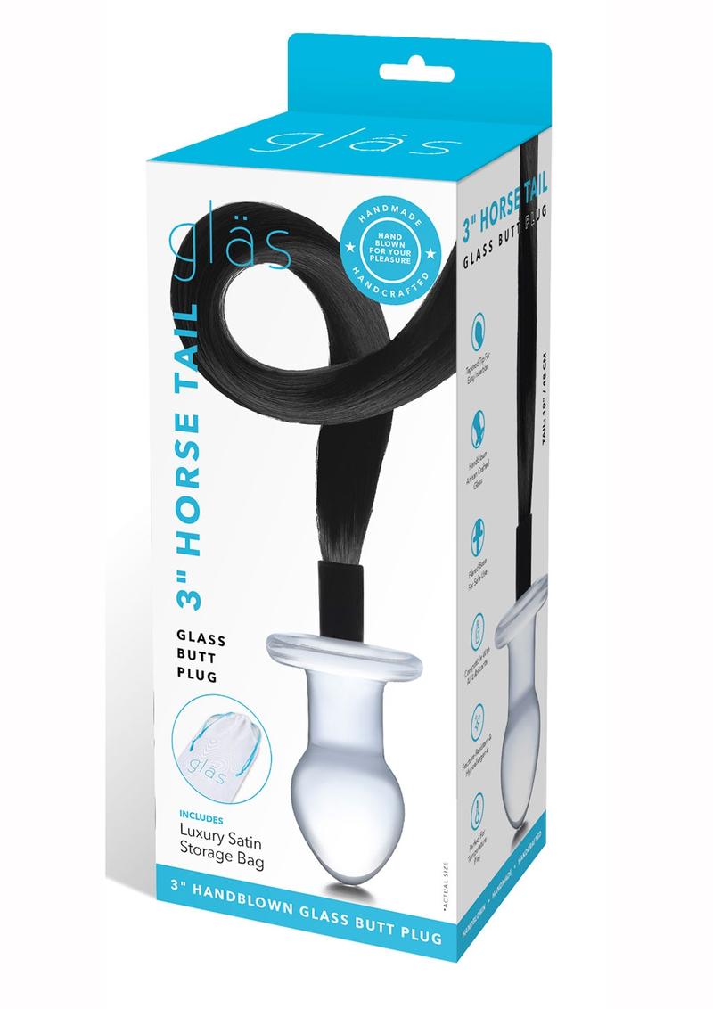 Gläs 3 Inch Horse Tail Hand Blown Glass Butt Plug