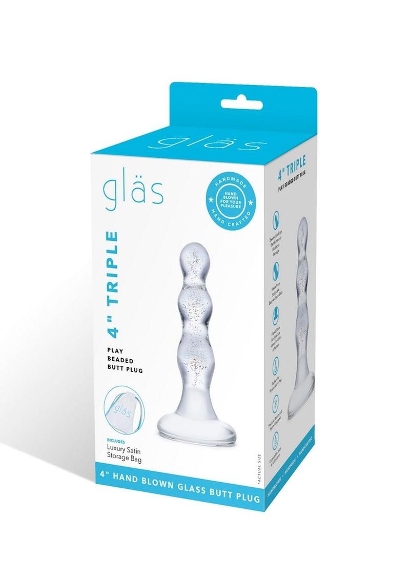 Gläs 4 Inch Triple Play Hand Blown Beaded Glass Butt Plug