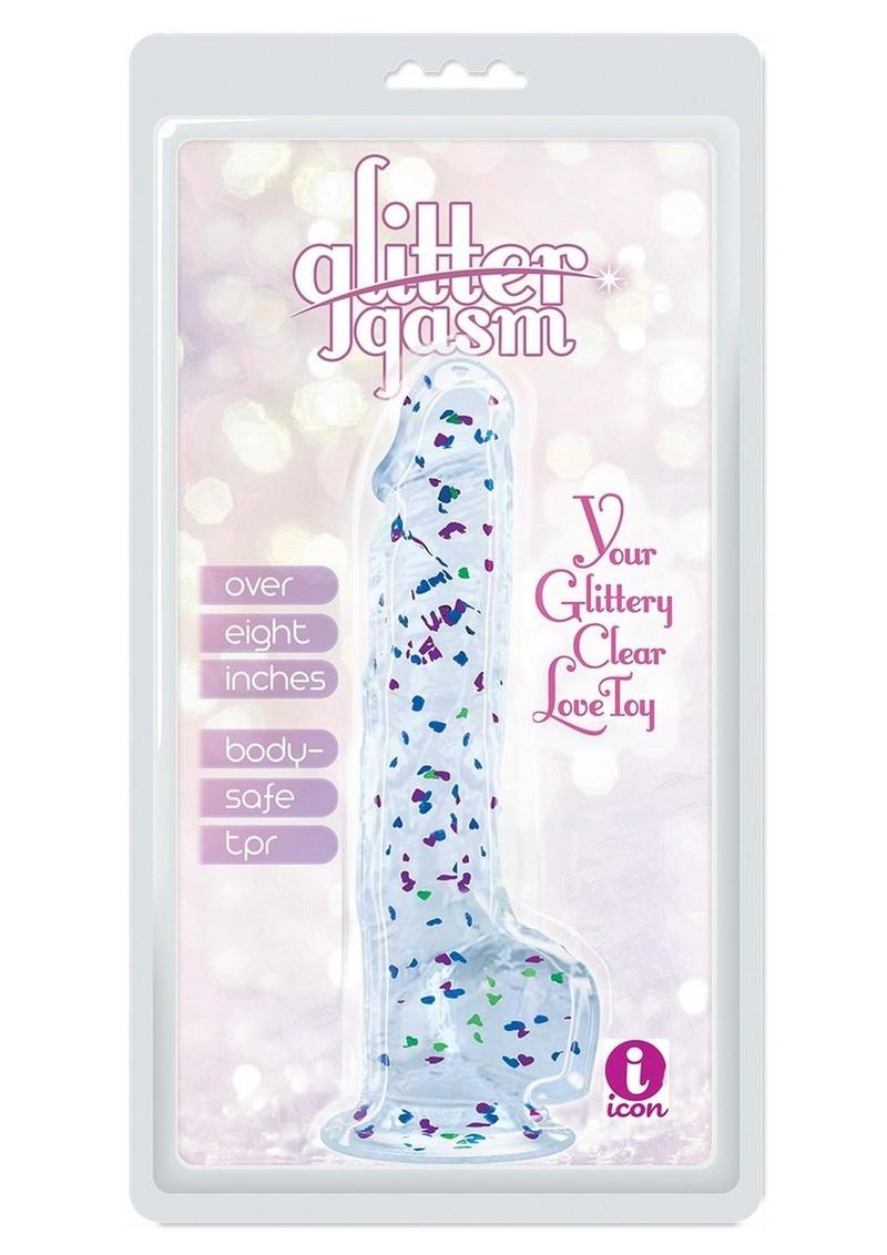 Glittergasm Realistic Clear Dildo With Balls and Suction Cup