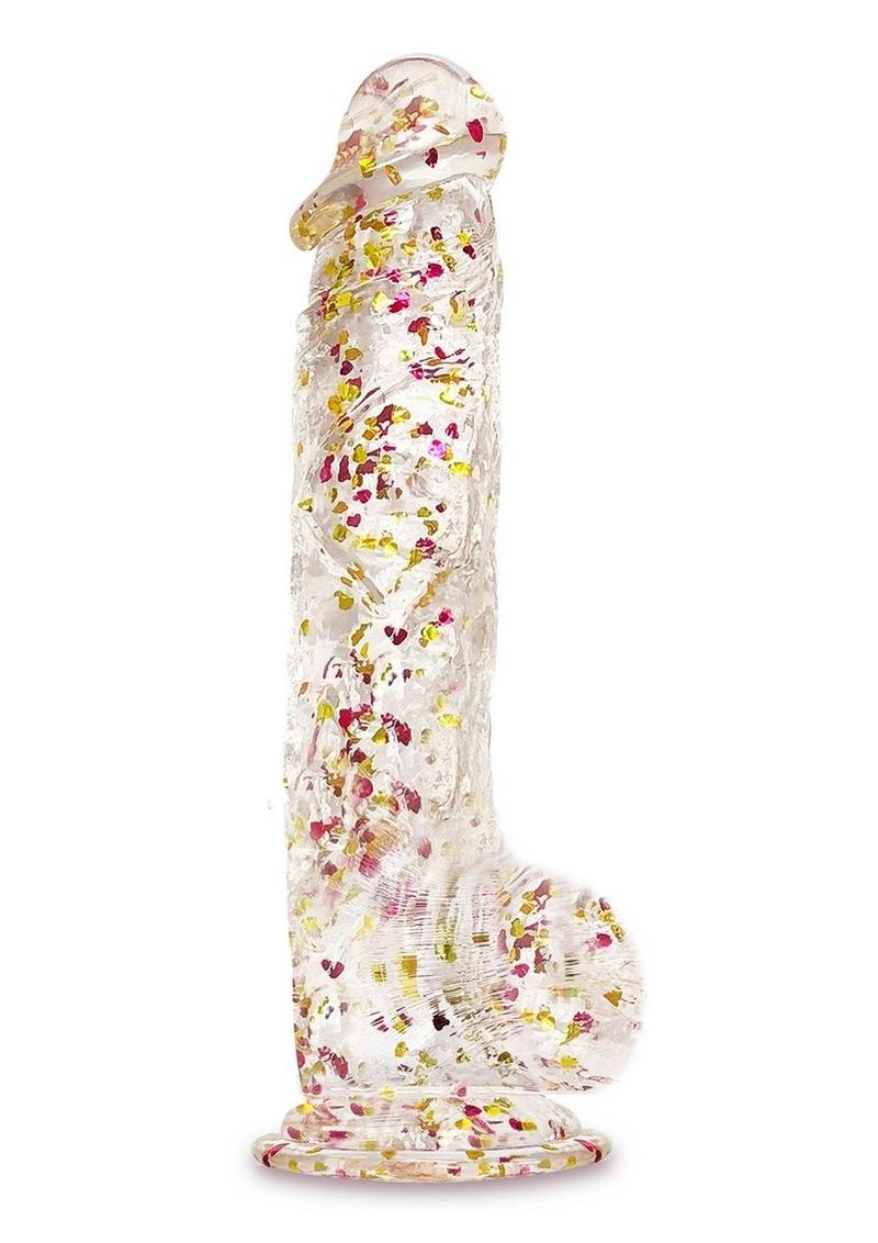 Glittergasm Clear Glitter Dildo With Balls & Suction Cup