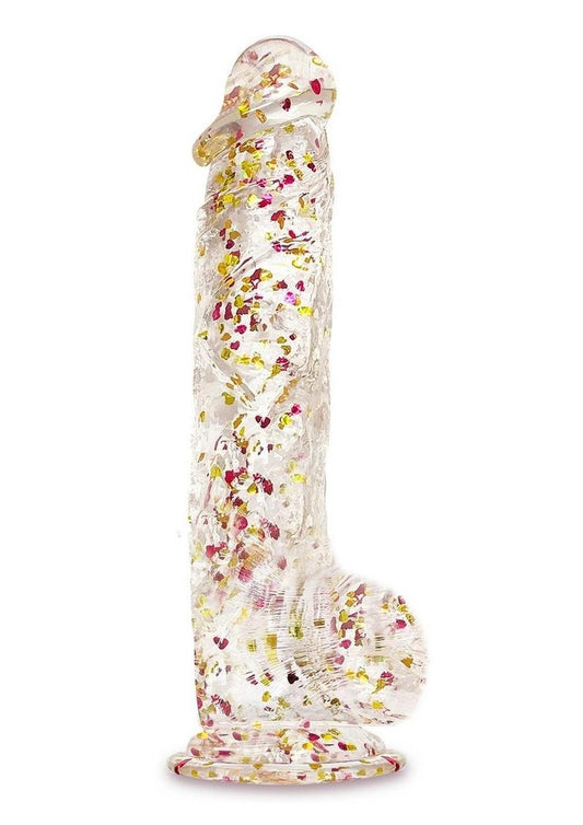 Glittergasm Clear Glitter Dildo With Balls & Suction Cup