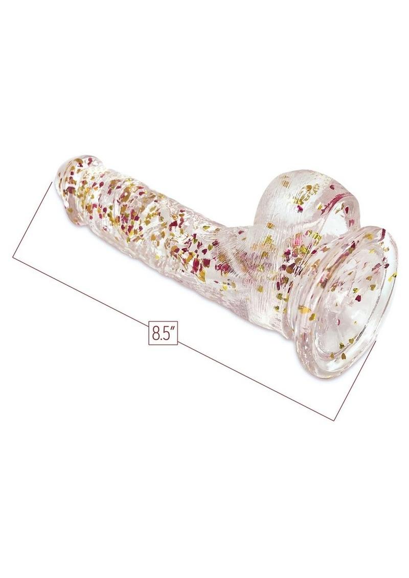 Glittergasm Clear Glitter Dildo With Balls & Suction Cup