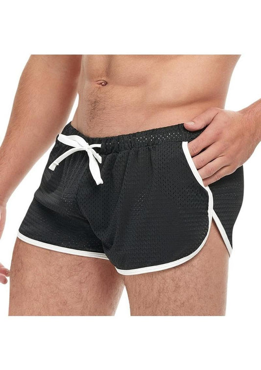 Goal Line Vintage Sport Mesh Shorty Shorts Breathable Side-Split Design