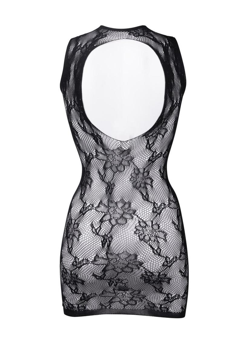 Le Désir High Neck Lace Mini Dress In Sheer Floral Lingerie