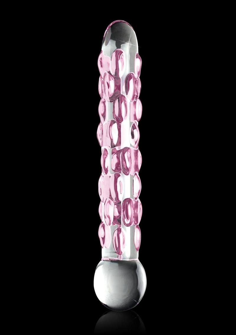 Icicles Hand Blown Clear And Purple Textured Glass Dildo