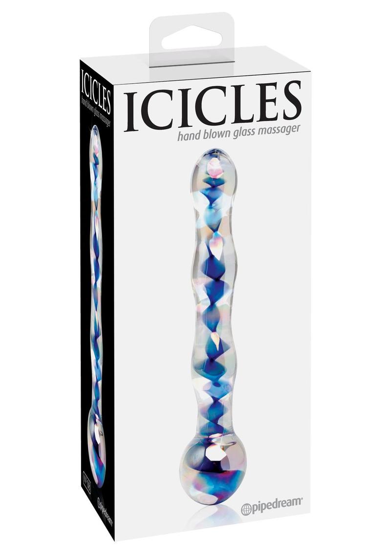 Icicles No. 8 Beaded Glass Massager with Iridescent Design