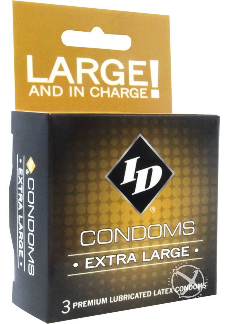 ID Extra Large Lubricated Latex Condoms 3 Pack
