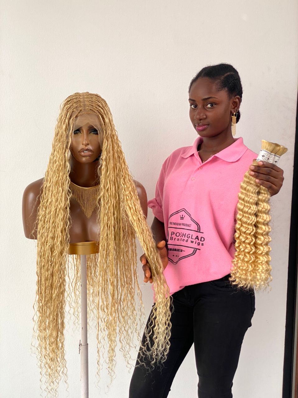 Bohemian Knotless -TARA BLONDE (100% Human hair curls)