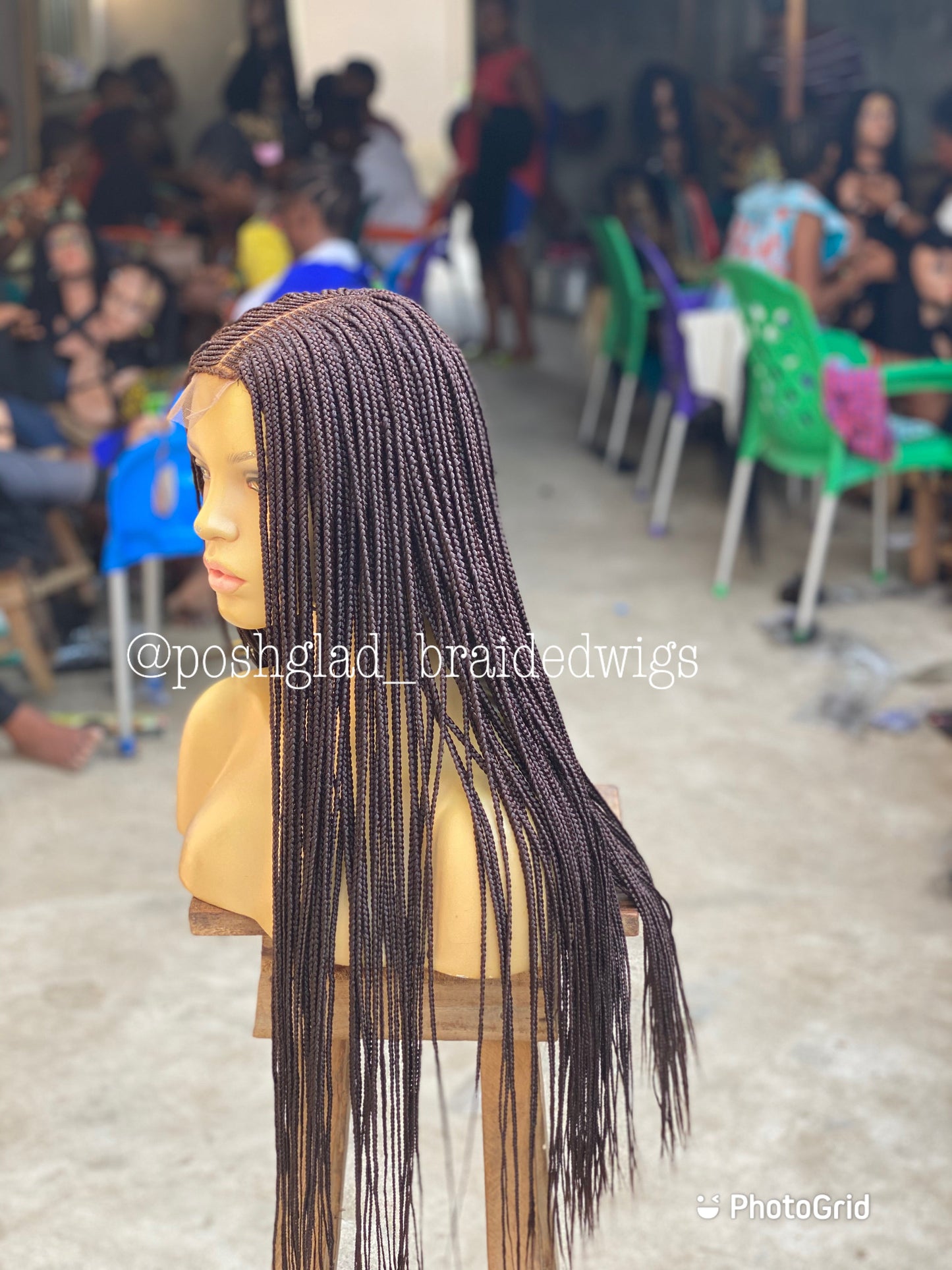 Cornrow Braid Wig "6 by 2 Closure Lace" Midback Length (Thelma)