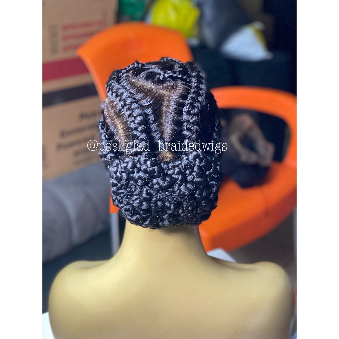 Feedin Braid Wig With Heart, Human Hair Full Lace, Black Color, Glueless - Farrah