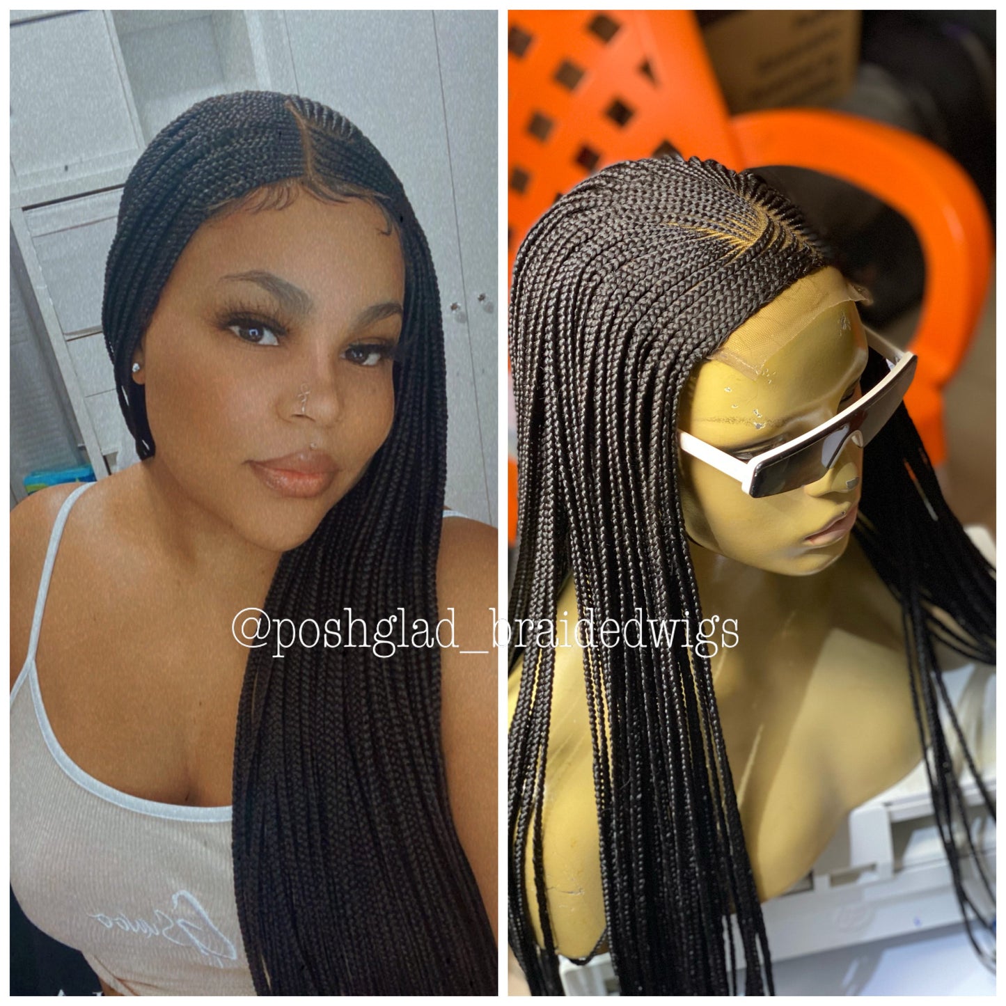 Cornrow Braid Wig "4 by 4 Closure" Mid back Length (Dorra)