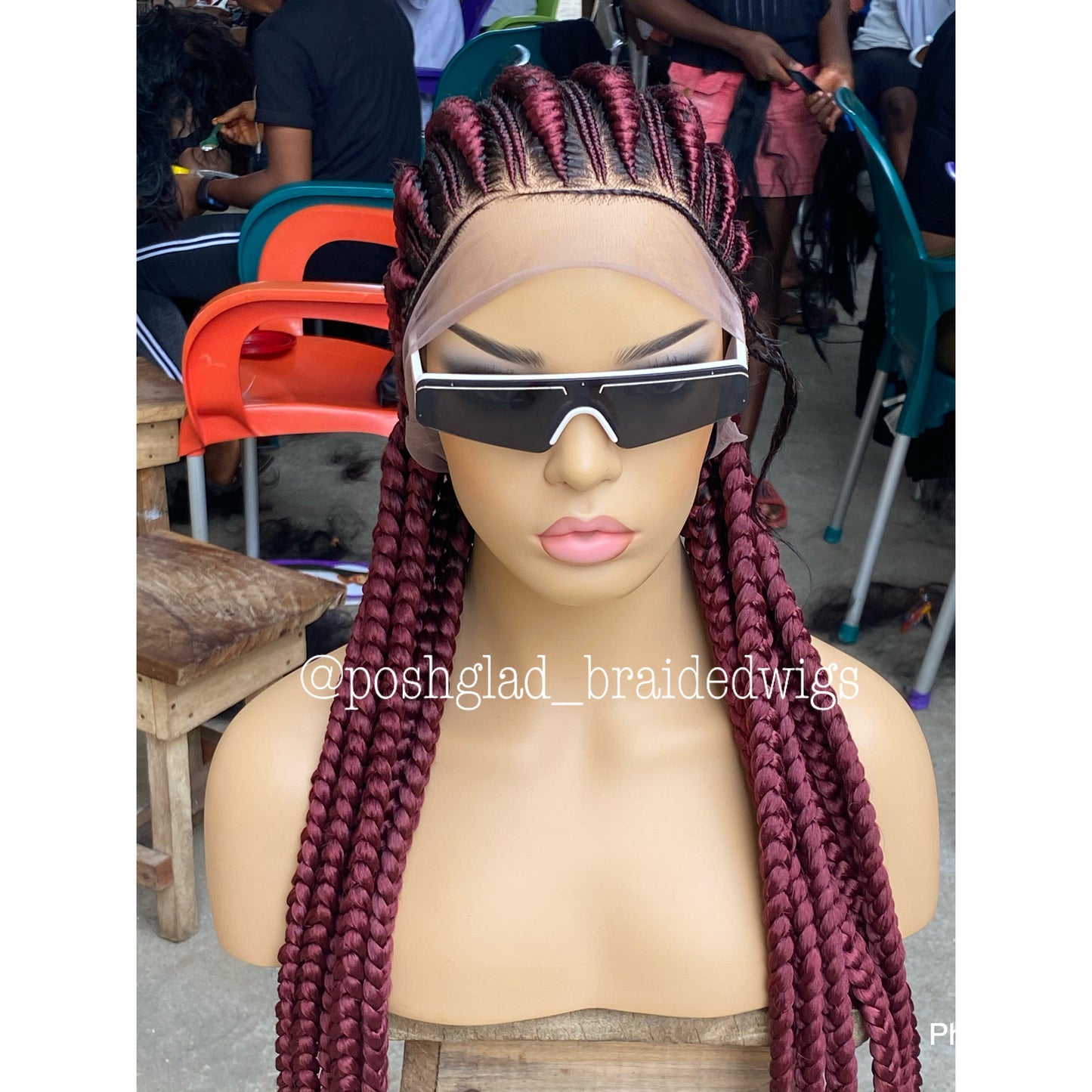 Cornrow Braid Wig - All Back Wine Color - Fatou