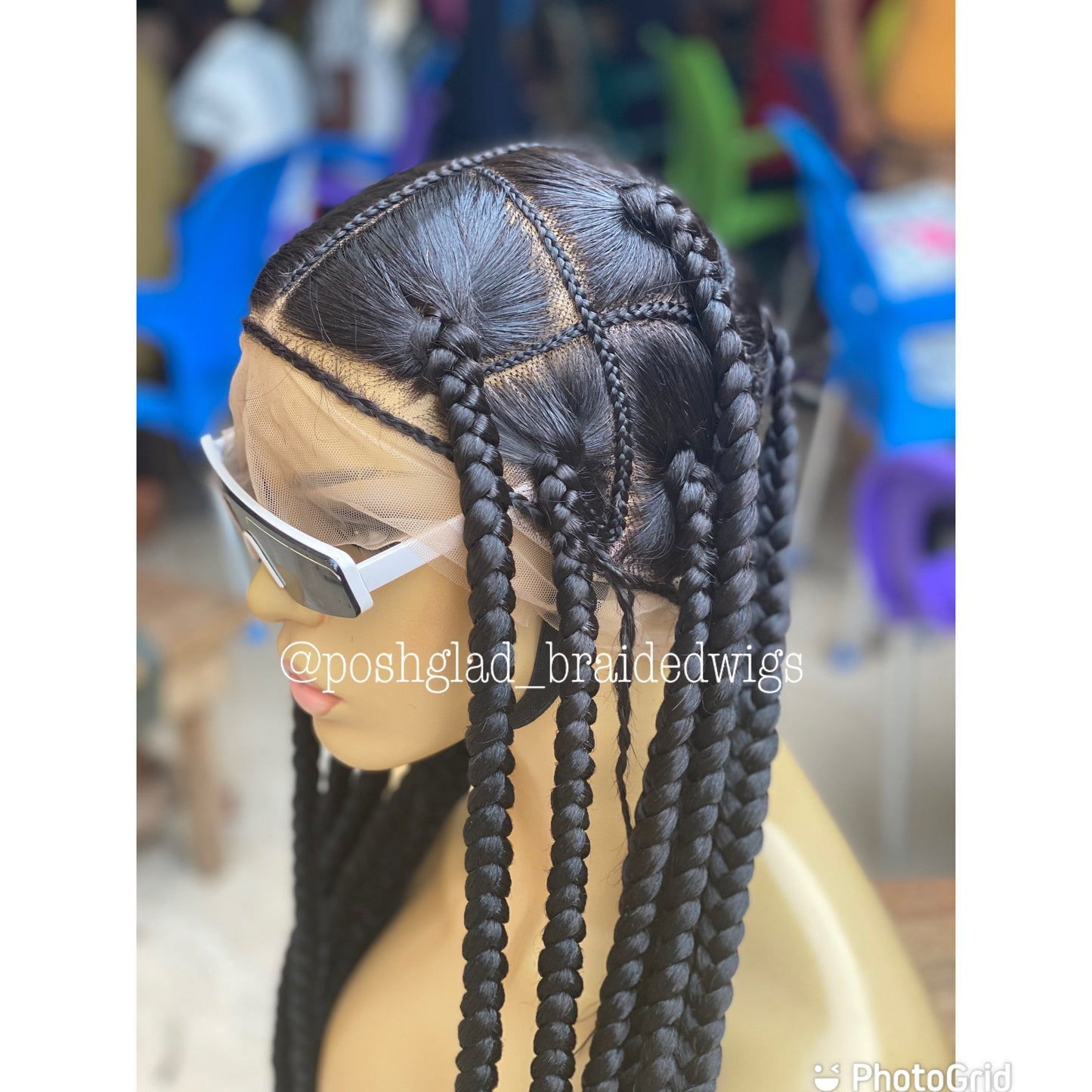 Large Jumbo Knotless Braid Wig "Swiss Full Lace" (Anita)