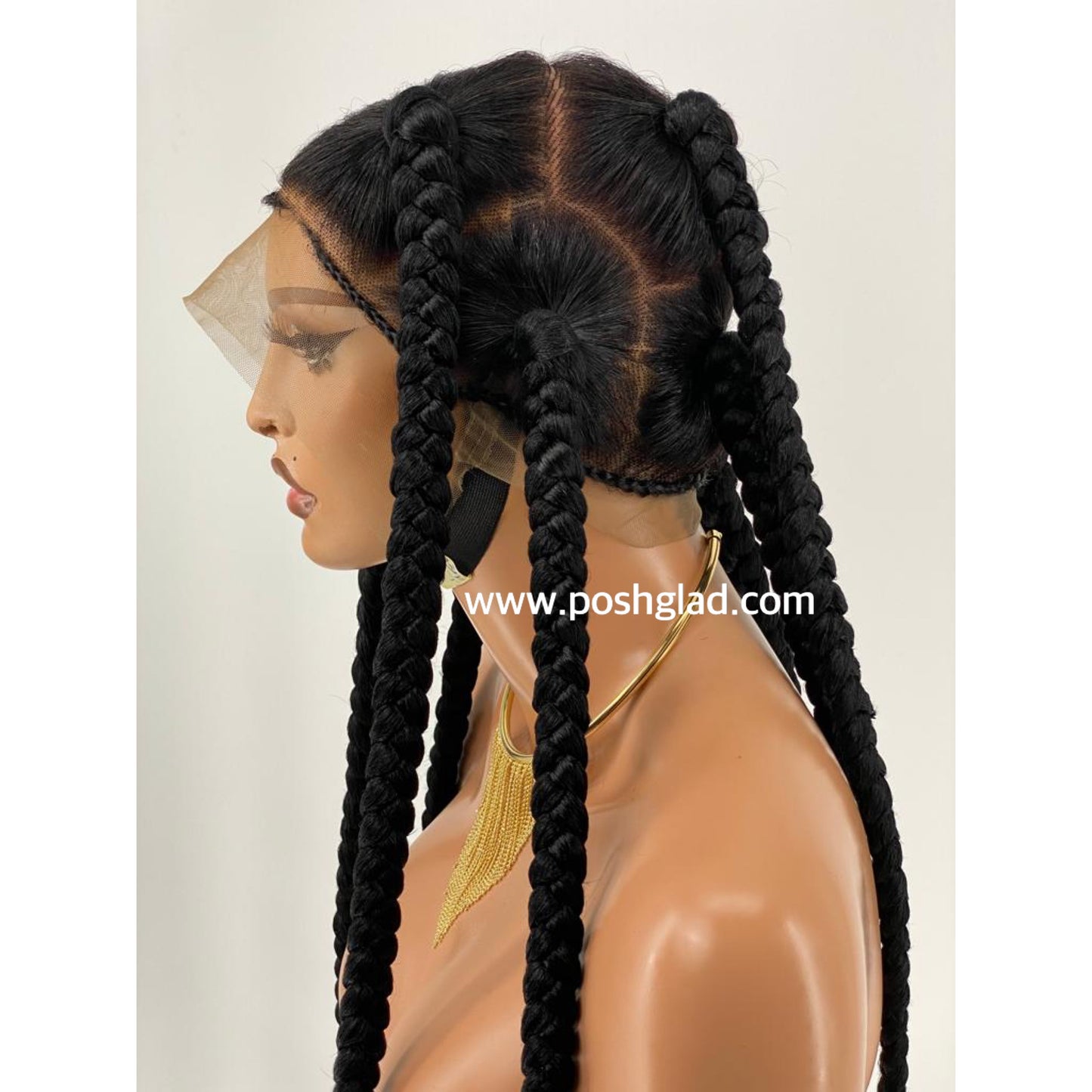 Large Jumbo Knotless Spiral Tip (100% Human Hair Full Lace Base) Color 1B - Jessie