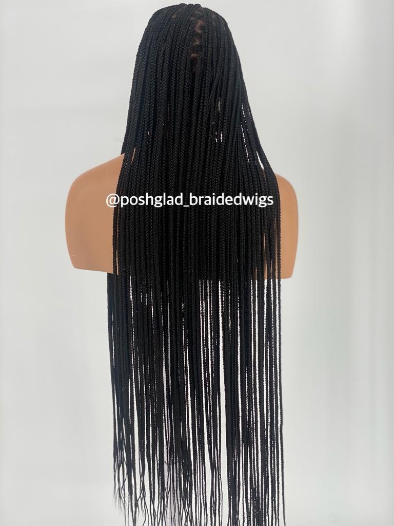 Shade Knotless Braid Wig, Swiss Full Lace, Color 1B (Ready To Ship)