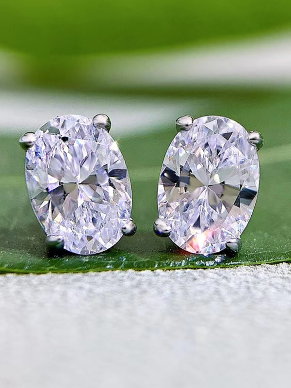 Women's Elegant Zircon Silver Stud Earrings