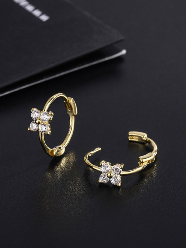 Modern four-leaf clover flower earrings