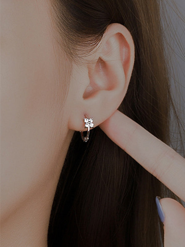 Modern four-leaf clover flower earrings