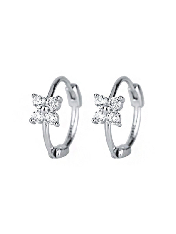 Modern four-leaf clover flower earrings