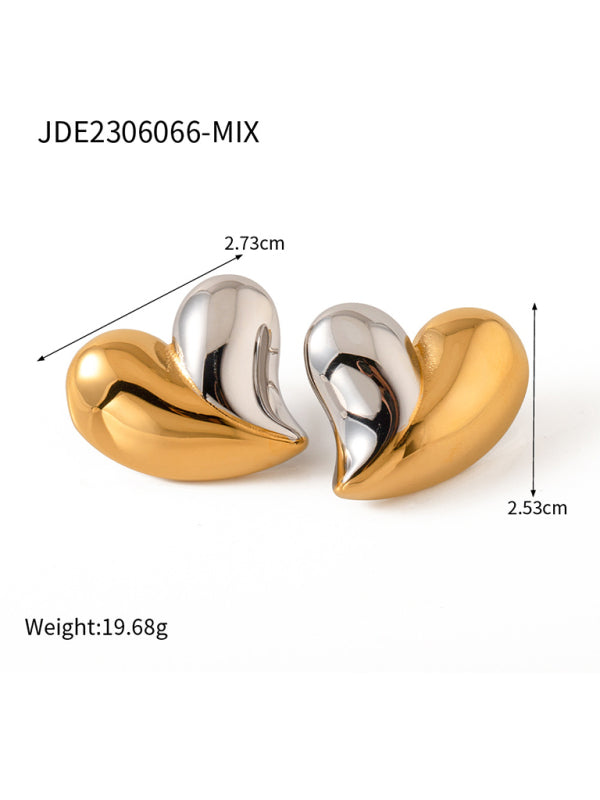 Modern simple 18K gold non-fading large heart-shaped earrings/necklace