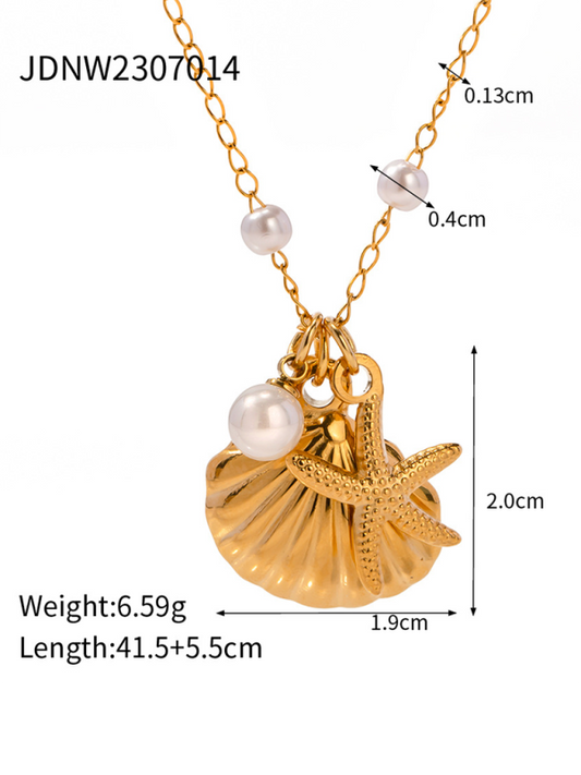 Modern summer beach style fashion ocean starfish shell necklace