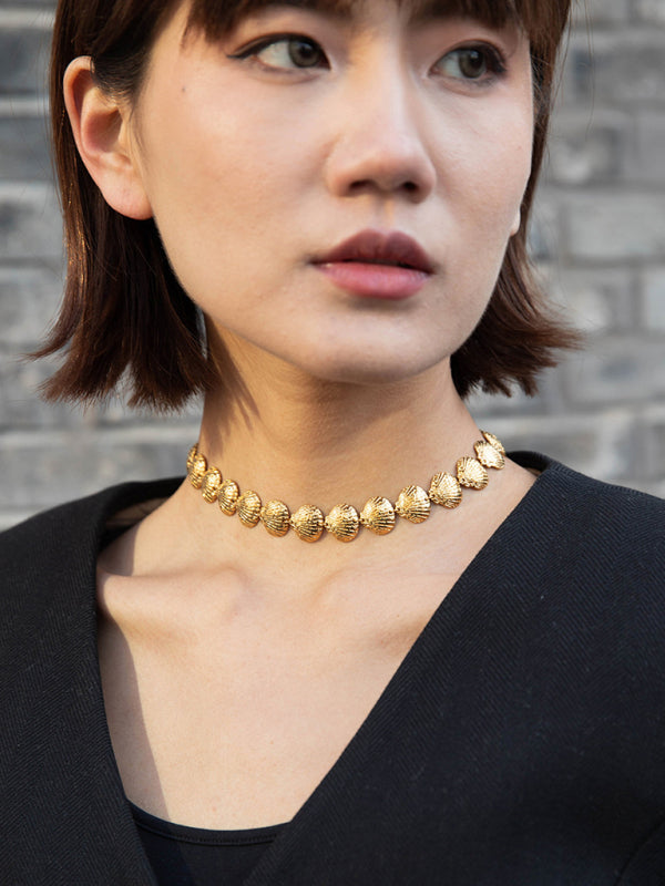 Modern summer beach style fashion ocean metal shell necklace