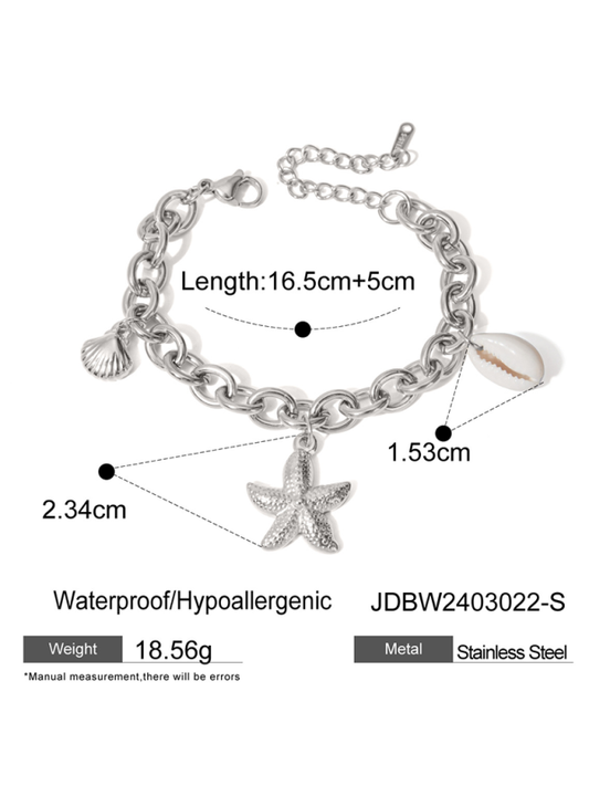 Modern beach style ocean starfish pearl shell conch bracelet jewelry