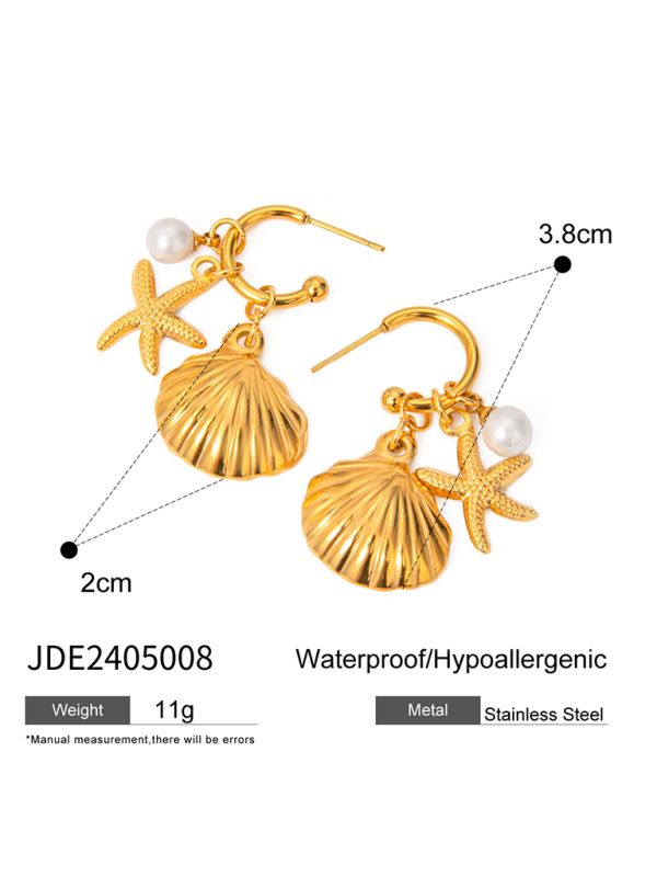 Modern ocean series accessories fashionable and versatile starfish shell pearl earrings
