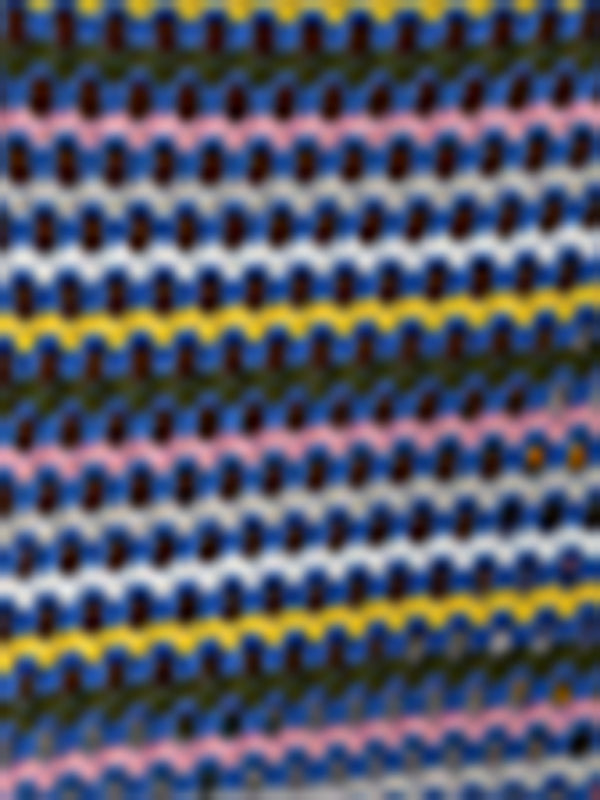 Paneled Hollow Knit Loose Crew Neck Striped Knit Sweater