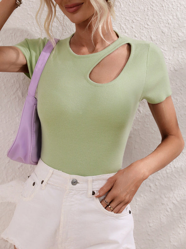 Modern Solid Color Loose Digging Fashion Sexy Slim Women's Knitwear