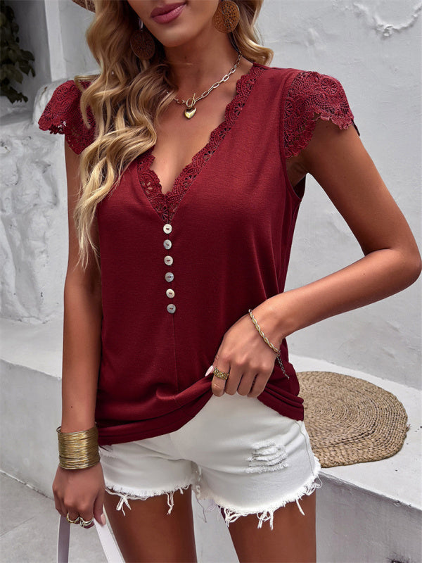 Modern Flying Sleeve V-Neck Knitted Sweater Top