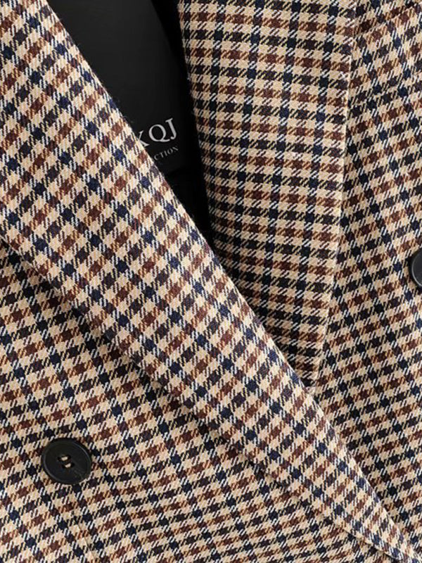 Women's Plaid Blazer Jacket - Cotton Blend - Multiple Colors