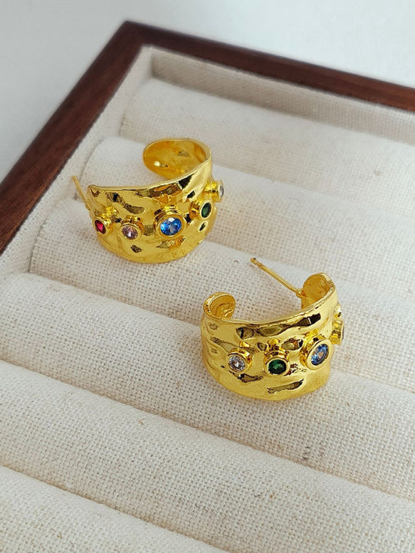 Women's new fashion personalized colorful zircon earrings