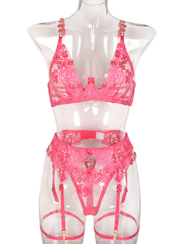 Modern embroidered bra retro decorative sexy push-up underwear set