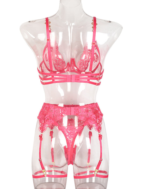 Modern embroidered bra retro decorative sexy push-up underwear set