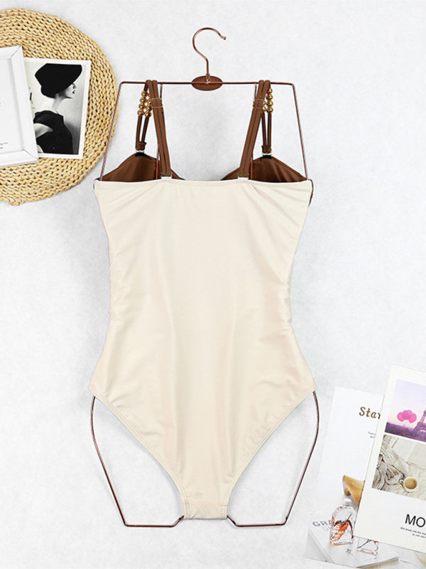 Modern swimsuit color matching sexy hollow seaside resort swimsuit/wrap skirt