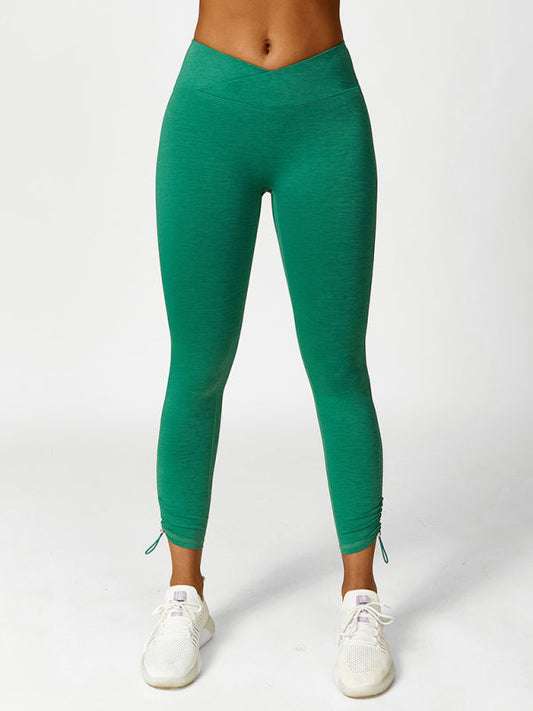 Women's Drawstring Yoga Breathable Solid Color Running Tights