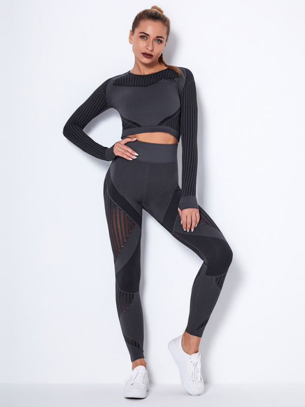 Women's Seamless Yoga Set - Quick-Dry Long Sleeve & Leggings