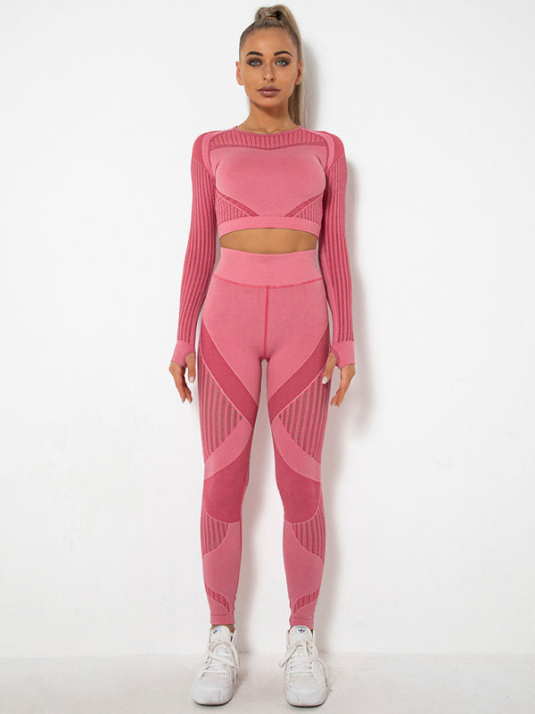 Women's Seamless Yoga Set - Quick-Dry Long Sleeve & Leggings