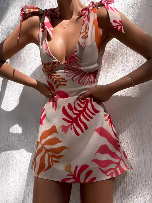 Modern women's sexy printed short dress