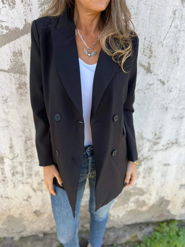 Women's Solid Color Blazer - Long Sleeve - Lapel Collar - Multiple Colors - Autumn Winter