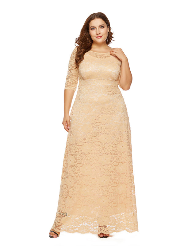 Plus size women's new elegant lace dress