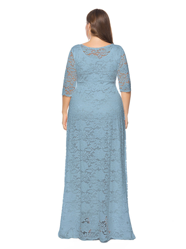 Plus size women's new elegant lace dress