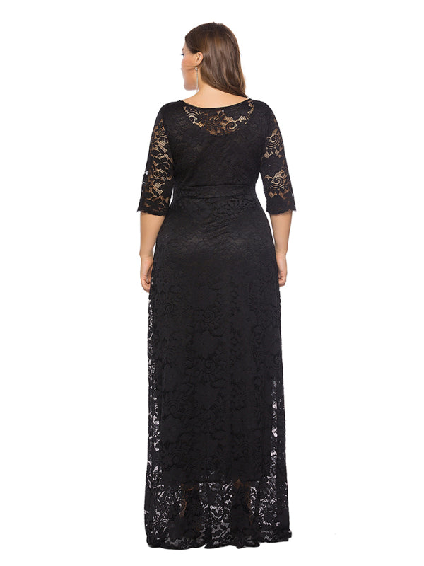 Plus size women's new elegant lace dress