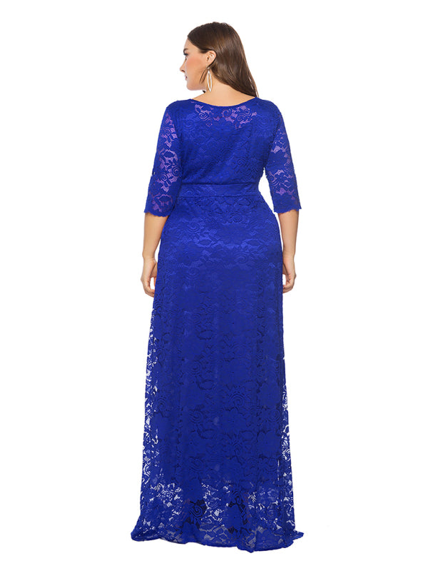 Plus size women's new elegant lace dress
