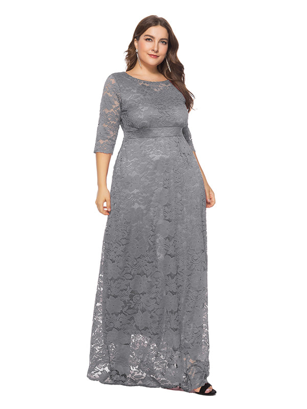 Plus size women's new elegant lace dress
