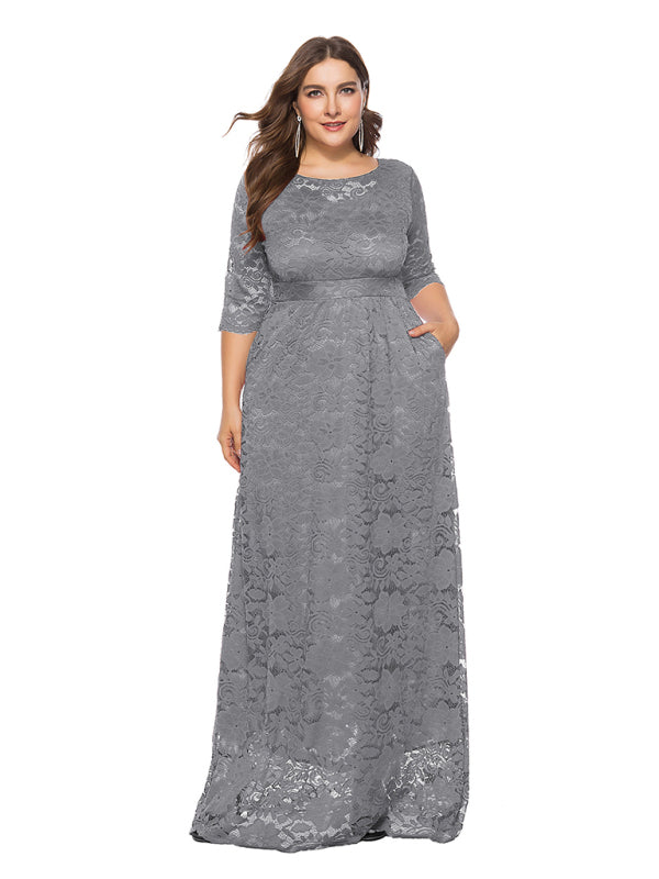Plus size women's new elegant lace dress